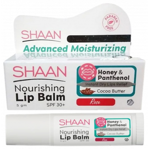 SHAAN ADVANCED MOISTURIZING NOURISHING LIP BALM (SPF 30+) WITH COCOA BUTTER — ROSE 5 GM